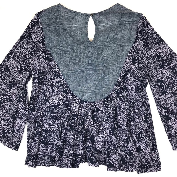 Anthropologie Marcella Lace Up Top Blue purple - Picture 6 of 7